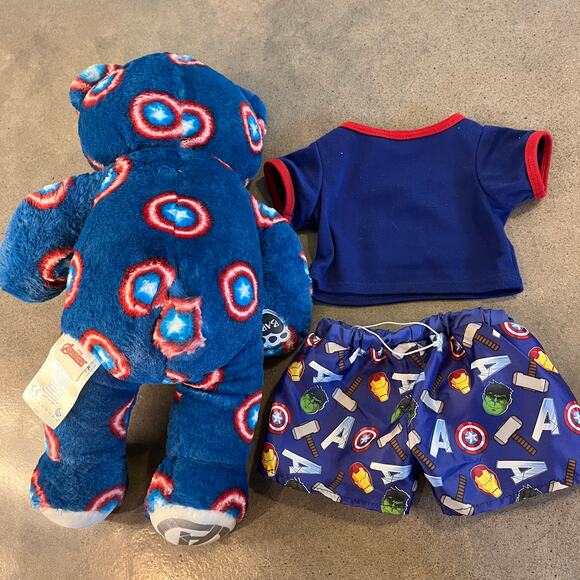 Build A Bear Avengers Marvel Captain America blue red bear outfit plush stuffed - Picture 7 of 7